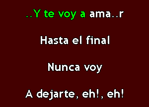 ..Y te voy a ama..r
Hasta el final

Nunca voy

A dejarte, eh!, eh!