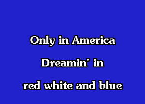Only in America

Dreamin' in

red white and blue