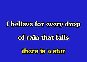 I believe for every drop

of rain that falls

there is a star