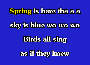 Spring is here tha a a

sky is blue wo wo wo

Birds all sing

as if they knew
