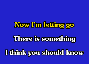 Now I'm letting go

There is something

I think you should know