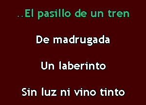 ..El pasillo de un tren

De madrugada
Un Iaberinto

Sin luz ni vino tinto