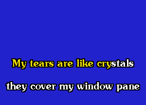 My tears are like crystals

they cover my window pane