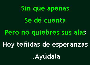 Sin que apenas
Se ds'z cuenta
Pero no quiebres sus alas
Hoy ter'iidas de esperanzas

..Ayl.'ldala