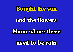 Bought the sun
and the flowers

Mmm where there

used to be rain I