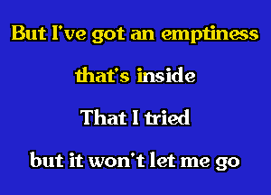 But I've got an emptiness
that's inside
That I tried

but it won't let me go