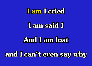 lamlcried

lam said I

And I am lost

and I can't even say why