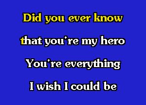 Did you ever lmow
that you're my hero

You're everything
I wish I could be