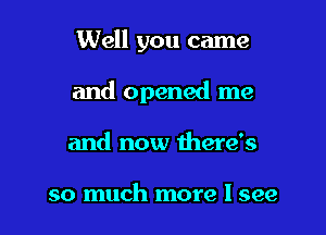 Well you came

and opened me

and now there's

so much more I see