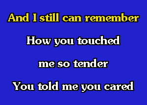 And I still can remember
How you touched
me so tender

You told me you cared