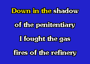 Down in the shadow
of the penitentiary
I fought the gas

fires of the refinery