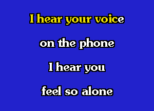 I hear your voice

on the phone

I hear you

feel so alone
