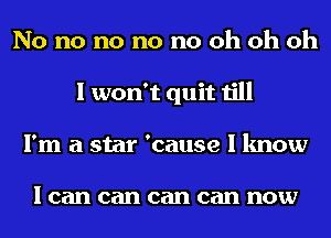 No no no no no oh oh oh
I won't quit till
I'm a star 'cause I know

I can can can can now