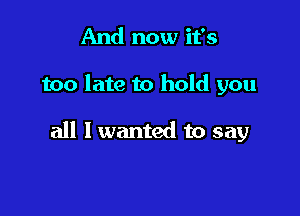 And now it's

too late to hold you

all I wanted to say