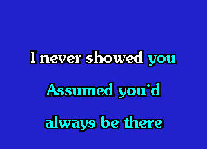 I never showed you

Assumed you'd

always be there