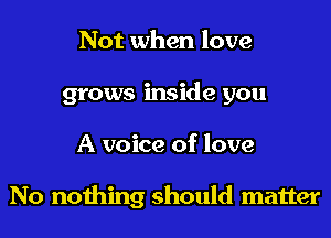 Not when love
grows inside you
A voice of love

No nothing should matter