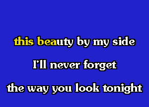 this beauty by my side
I'll never forget

the way you look tonight