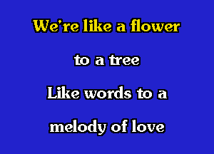 We're like a flower
to a tree

Like words to a

melody of love