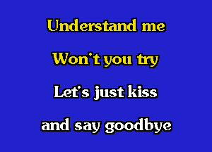 Understand me
Won't you try

Let's just kiss

and say goodbye