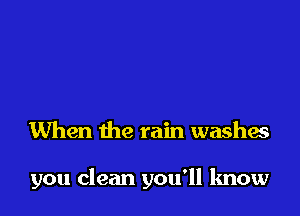 When the rain washes

you clean you'll know