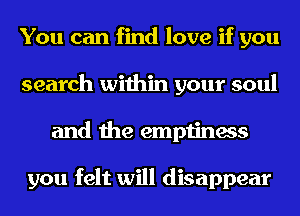 You can find love if you
search within your soul
and the emptiness

you felt will disappear