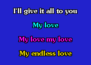 I'll give it all to you

My love

My endless love