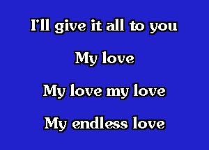 I'll give it all to you

My love
My love my love

My endless love