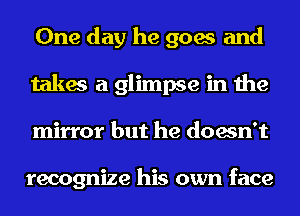 One day he goes and
takes a glimpse in the
mirror but he doesn't

recognize his own face