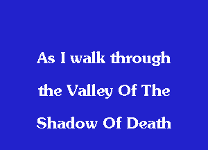As I walk through

the Valley Of The

Shadow Of Deaih