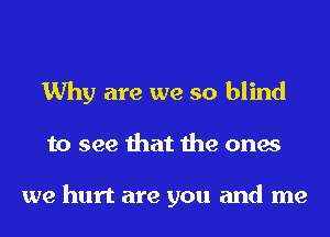 Why are we so blind
to see that the ones

we hurt are you and me