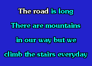 The road is long
There are mountains
in our way but we

climb the stairs everyday