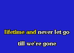 lifetime and never let go

till we're gone