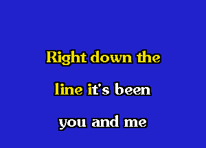 Right down the

line it's been

you and me