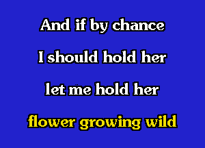 And if by chance
I should hold her
let me hold her

flower growing wild