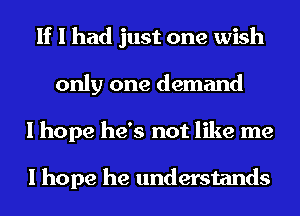 If I had just one wish
only one demand
I hope he's not like me

I hope he understands