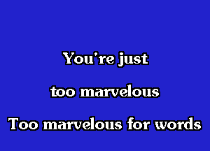 You're just

too marvelous

Too marvelous for words