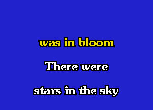 was in bloom

There were

stars in the sky