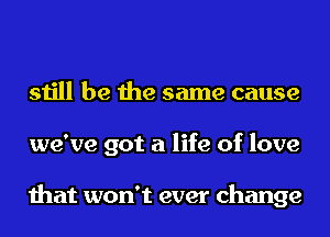 still be the same cause
we've got a life of love

that won't ever change