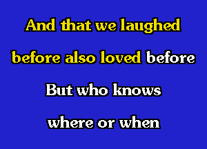 And that we laughed
before also loved before
But who knows

where or when