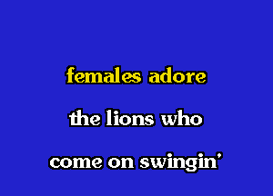 females adore

the lions who

come on swingin'