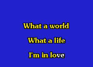 What a world

What a life

I'm in love