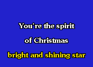 You're the spirit

of Christmas

bright and shining star