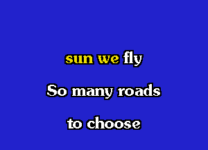 sun we fly

So many roads

to choose