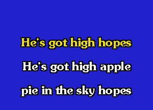 He's got high hopes

He's got high apple

pie in the sky hopes