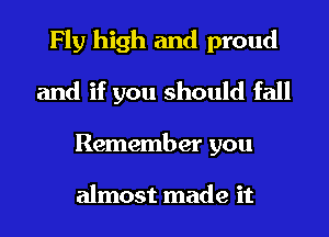 Fly high and proud
and if you should fall
Remember you

almost made it