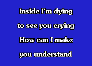 Inside I'm dying

to see you crying
How can I make

you understand