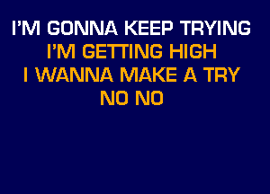 I'M GONNA KEEP TRYING
I'M GETTING HIGH
I WANNA MAKE A TRY
N0 N0