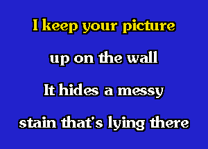 I keep your picture
up on the wall
It hides a messy

stain that's lying there