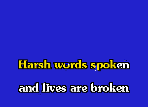 Harsh words spoken

and lives are bfoken