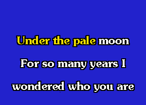 Under the pale moon
For so many years I

wondered who you are
